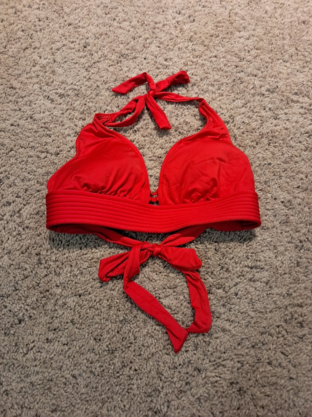 Kona Sol Bright Red Halter Bikini Top